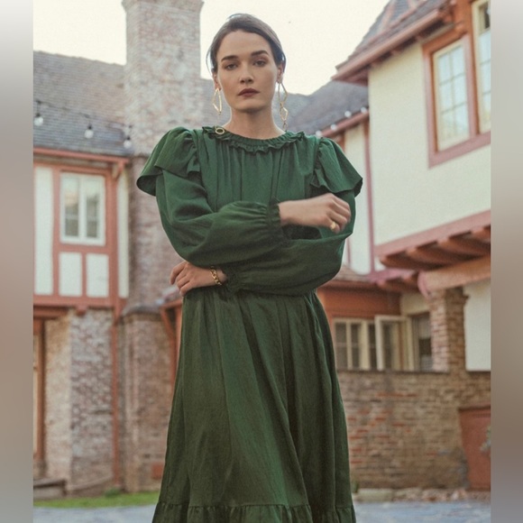 Emerald Green Current Air Long Sleeve Dress Size Medium EUC - Picture 3 of 11